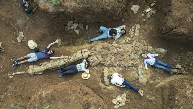 The Queensland Museum dig for the plesiosaur. Picture: Peter Wallis