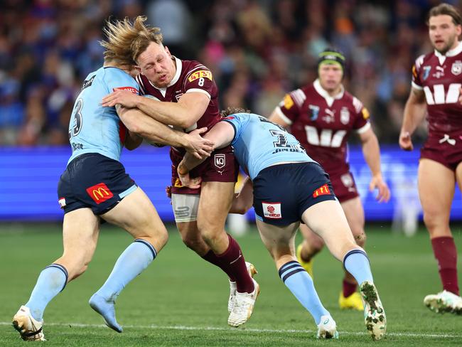 Blues enforcers out-muscled Queensland in Game Two. Picture: Quinn Rooney/Getty Images