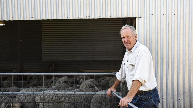 Second-generation wool and sheepmeat farmer Rick Robertson runs Gracemere Merinos at Bengworden with his wife Jenny. Picture: Dannika Bonser