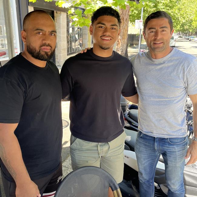 Joe and Karl Oloapu with Anthony Minichiello.