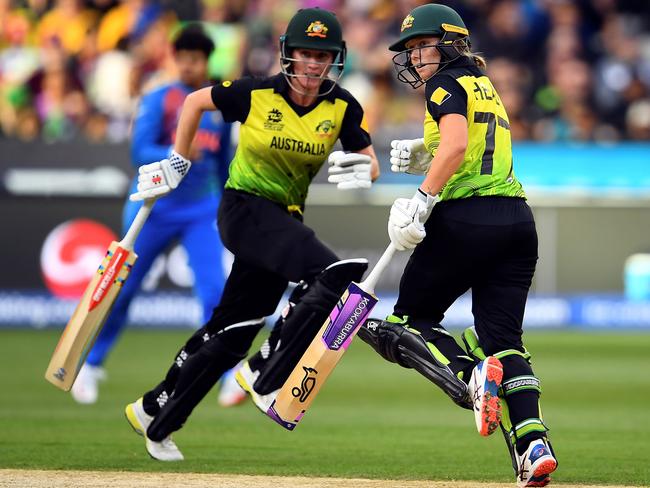 Beth Mooney and Alyssa Healy set up their side’s victory with the bat. Picture: AFP