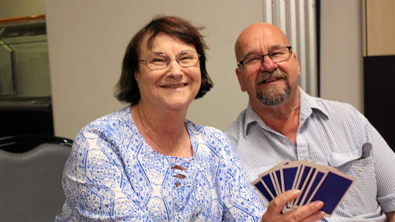 DEAL: Carol Verwey and Bob Adams enjoy a game of 500 at the Stanthorpe RSL. Picture: Liana Walker