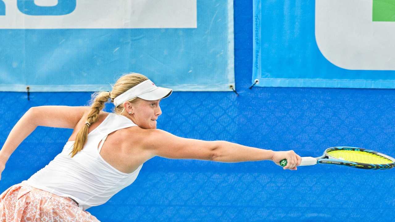 Zoe Hives wins the womens final of the Toowoomba Tennis International. Sunday, 14th Oct, 2018. Picture: Nev Madsen