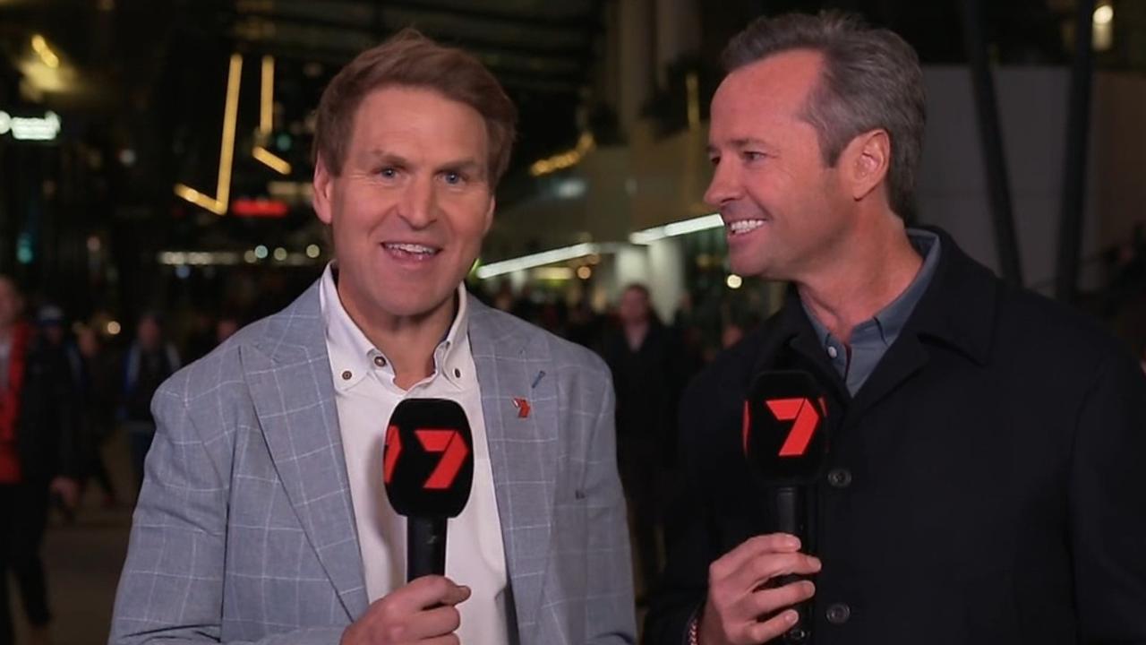 Cornes speaking after he was banned from the North Melbourne rooms. Photo: Channel 7
