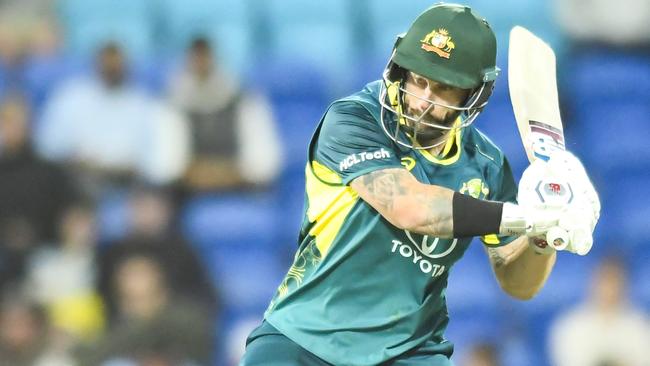 HOBART, AUSTRALIA - FEBRUARY 09: Matthew Wade of Australia bats during game one of the Men's T20 International series between Australia and West Indies at Blundstone Arena on February 09, 2024 in Hobart, Australia. (Photo by Simon Sturzaker/Getty Images)