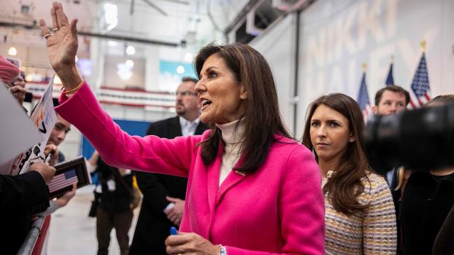 Nikki Haley, who was easily defeated by Donald Trump in Michigan, campaigns in Centennial, Colorado, ahead of Super Tuesday next week. Picture: AFP