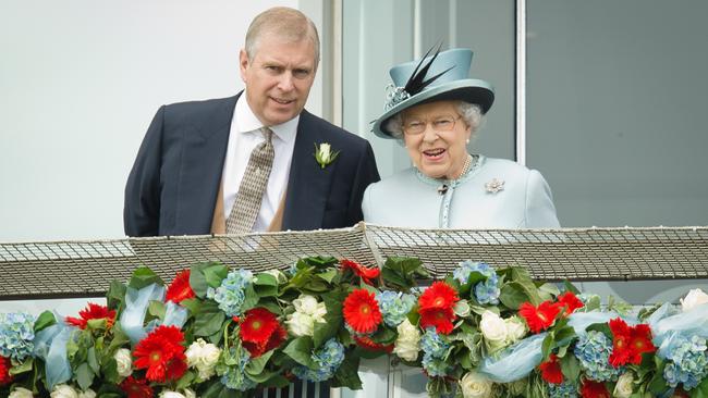 Prince Andrew and the Queen ... in happier times. Picture: AFP