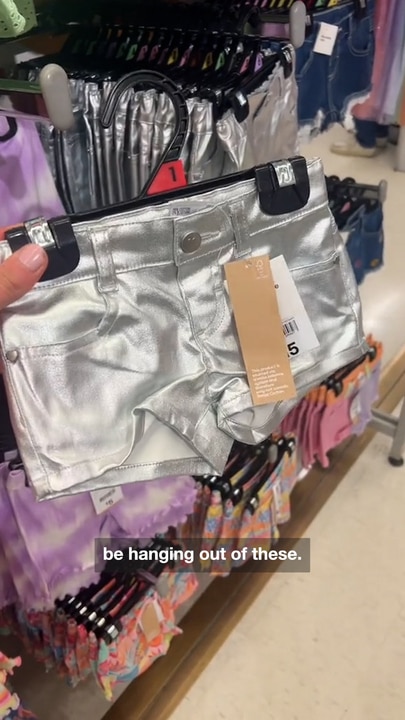 Mum calls out Kmart selling silver micro shorts for 3yos