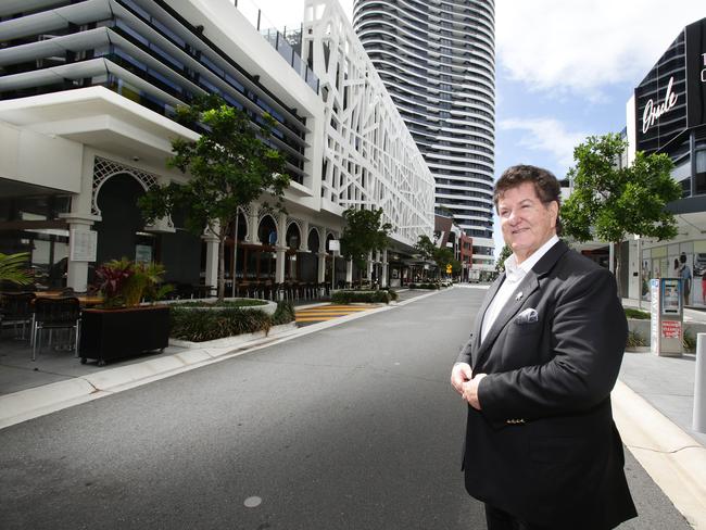 Adelaide billionaire Con Makris at the Oracle office/retail precinct in Broadbeach, on the Gold Coast. Pic: Luke Marsden