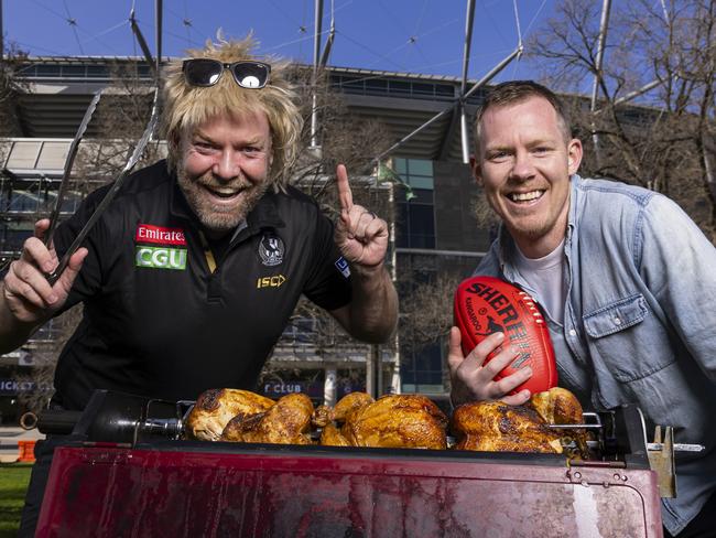 ‘Strauchanie’ and Jack Riewoldt at the launch of the 2023 AFL Grand Final Live Site. Picture: Getty Images