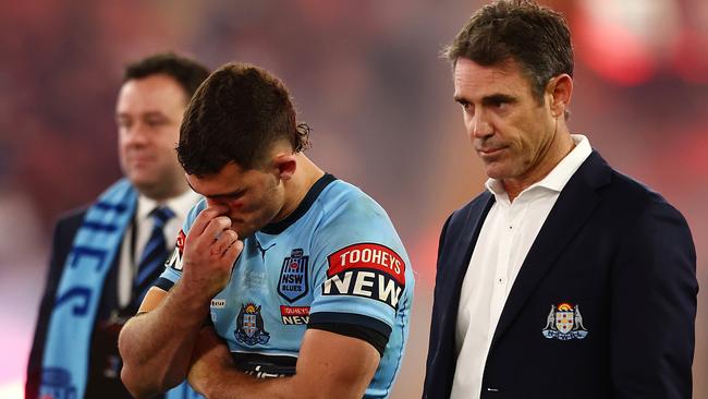 Nathan Cleary and Blues coach Brad Fittler.