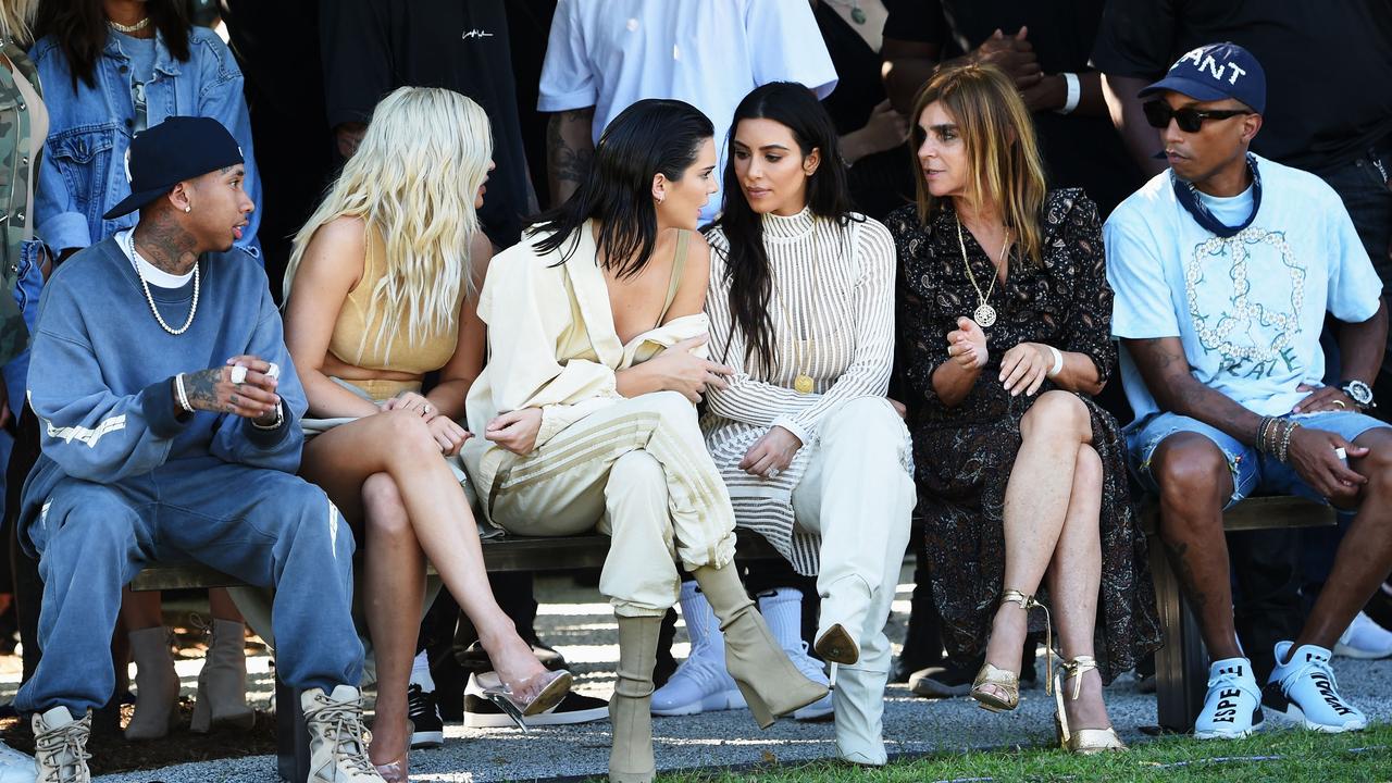 Members of the Kardashian family pictured wearing Yeezy at Kanye’s fashion show for Yeezy Season 4. Picture: Jamie McCarthy/Getty Images for Yeezy Season 4