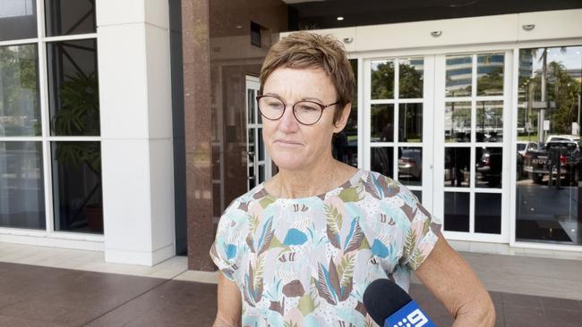 Colleen Gwynne outside the Supreme Court in Darwin after being found not guilty of one count of abuse of public office.