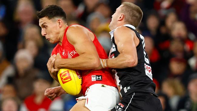 Sam Weideman’s retention rate when targeted inside 50m is ranked the worst in the AFL Picture: Michael Willson/AFL Photos via Getty Images