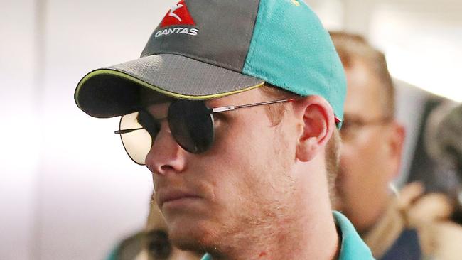 Steve Smith at Johannesburg airport on Tuesday night. Picture: WP Media