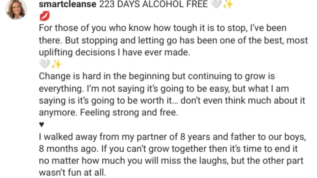 Ms Daisley recently celebrated her sobriety. Picture: Instagram