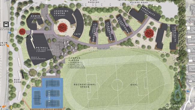 The masterplan for a new Catholic co-ed high school at Fitzgibbon. Source: Brisbane Catholic Education