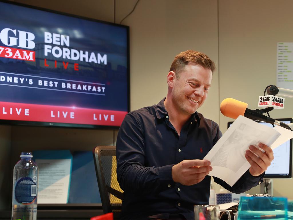 2GB radio host Ben Fordham in his Sydney studio. Picture: John Feder/The Australian