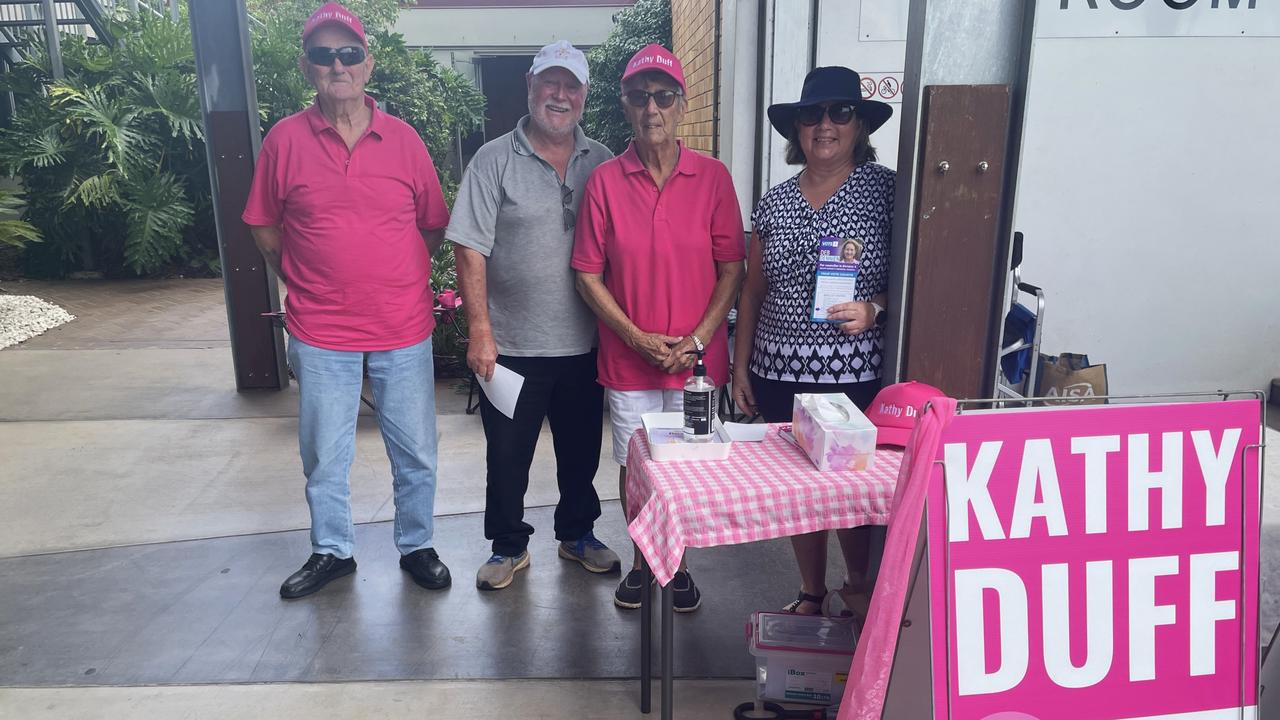 Volunteers for Kathy Duff at the early voting centre in Kingaroy.