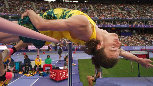 Australia's Joel Baden competes in the men's high jump qualification on day 12 of the Paris Olympic Games. Picture: Antonin Thuillier-Pool/ Getty Images