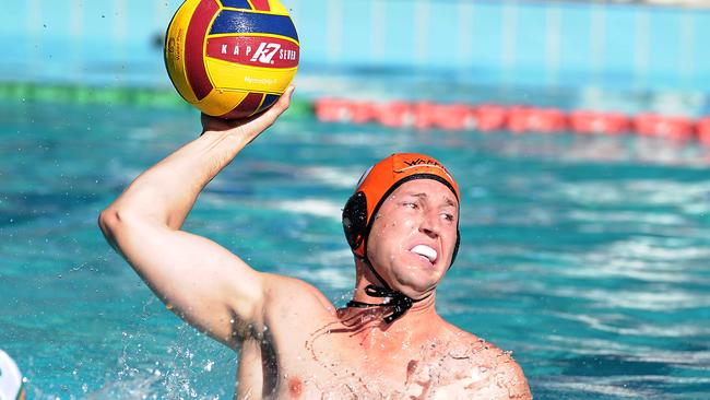 Warriors player Anthony Martin. Mens final in water polo, Barracudas vs Warriors. Sunday November 22, 2020. Picture John Gass