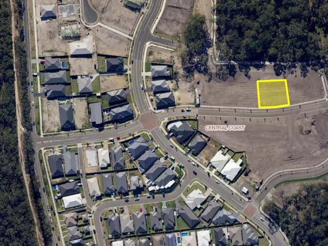 Aerial view of the site of an approved medical centre in Rosemeadow Drive, Gwandalan