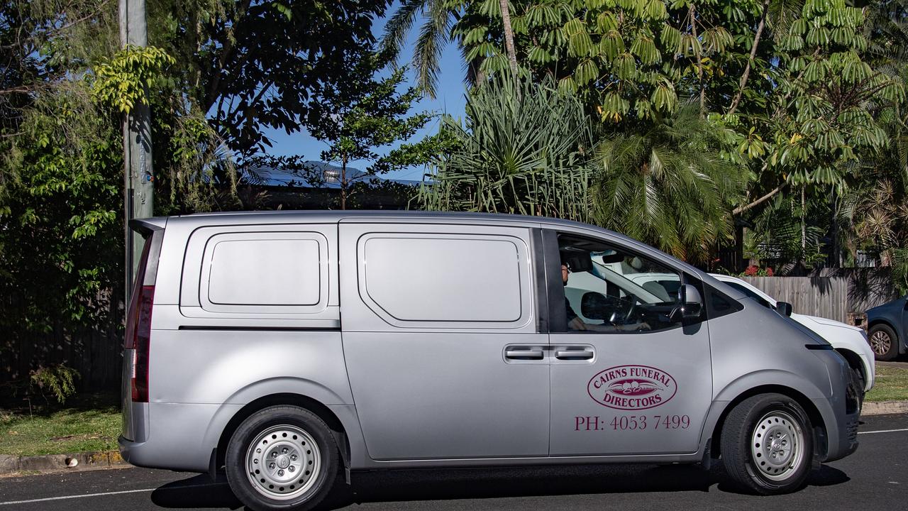 A funeral service car at the home on Wednesday morning. Picture: NCA NewsWire / Brian Cassey