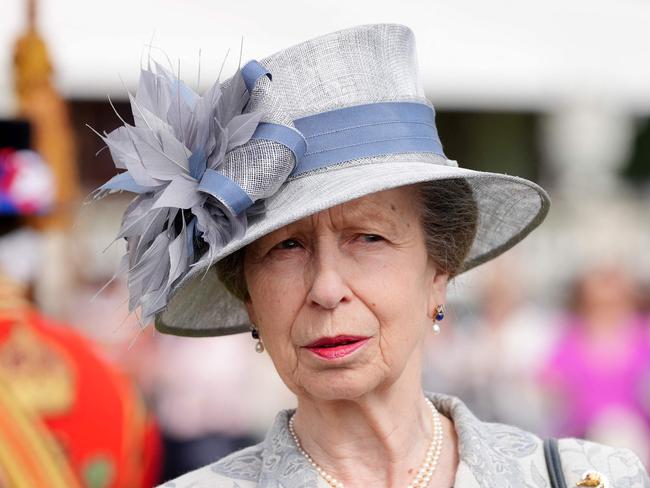 (FILES) Britain's Princess Anne, Princess Royal meets guests during the Sovereign's Royal National Lifeboat Institution Garden Party at Buckingham Palace in London on May 23, 2024,  in celebration of the charityâs 200th Anniversary. Buckingham Palace said in a statement on June 24, that Princess Anne sustained minor injuries and concussion following an incident on June 23 at the Gatcombe Park estate yesterday evening. Her Royal Highness remains in hospital, as a precautionary measure for observation and is expected to make a full and swift recovery. (Photo by Jonathan Brady / POOL / AFP)