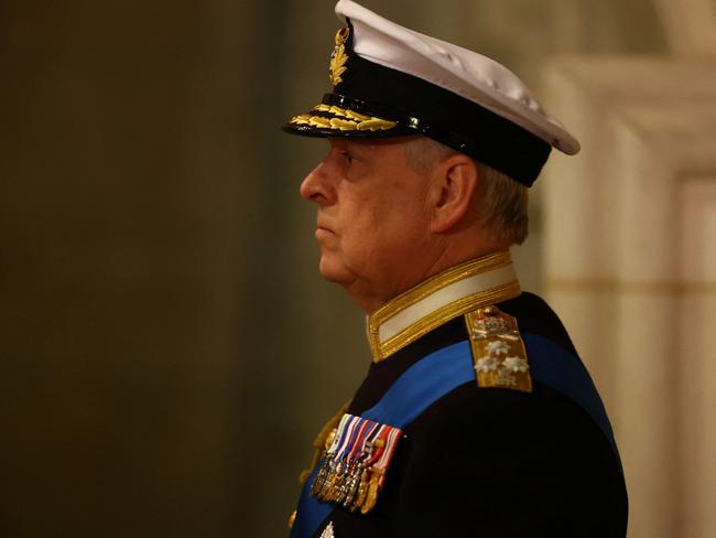 The Duke of York attends a vigil with his siblings around the coffin of the Queen. Picture: Hannah McKay/ AFP