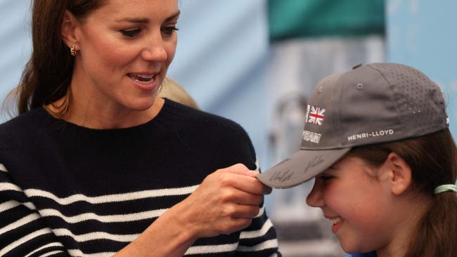 The Duchess of Cambridge meets a group of children taking part in the Protect Our Future program by the 1851 Trust. Picture: AFP