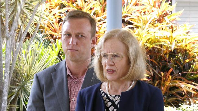 Queensland’s Chief Health Officer Dr Jeannette Young and Health Minister Steven Miles this week. Picture: Steve Pohlner