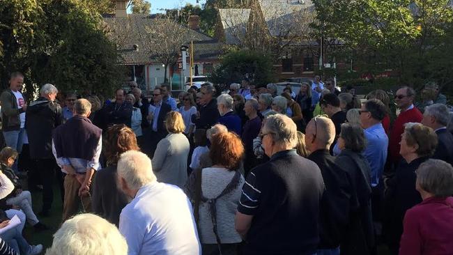 More than 200 residents turned out at a public meeting held in protest of a planned new 24-hour service station at Kensington Park, soon after it was announced. Picture: James Gratton