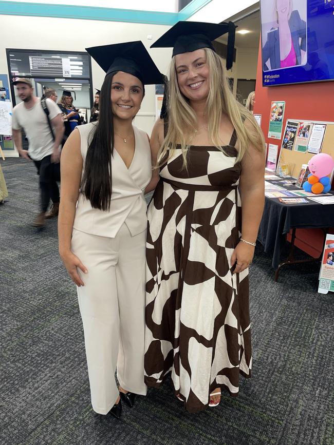 Tessa Sneddon (Bachelor of Occupational Therapy: Honours) and Ella Cornish (Bachelor of Occupational Therapy (Honours)) at the Federation University Churchill Campus graduations on Tuesday, March 25, 2025. Picture: Jack Colantuono