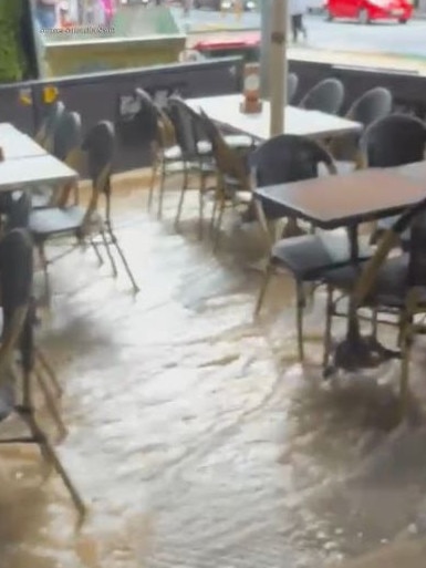 A burst water main inundated CBD.restaurants Pic: Samantha Scott