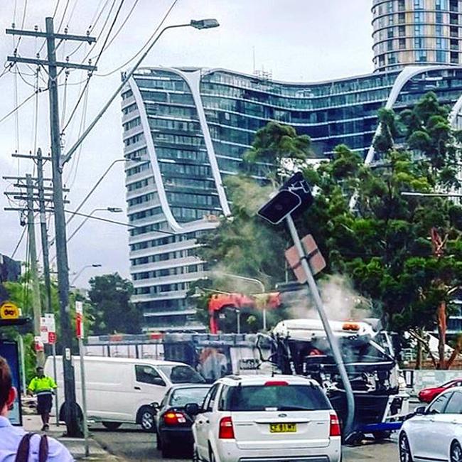 The scene minutes after the truck came to a stop. Picture: Liam Alban