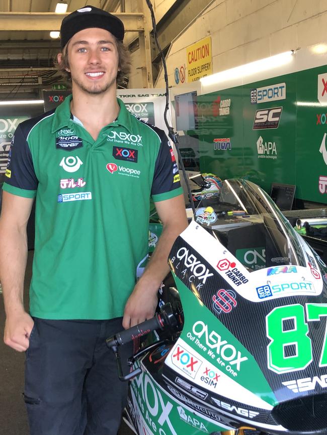 Remy Gardner in the team garage in Silverstone. Pic: Anne Kierren