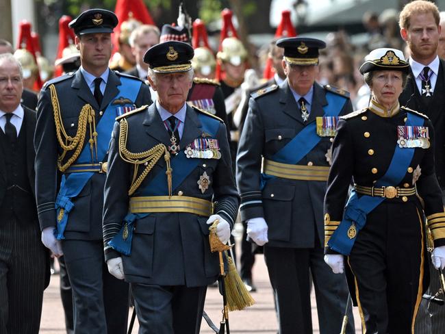 London stopped as the Queen’s coffin left Buckingham Palace, and followed by her family. Picture: AFP