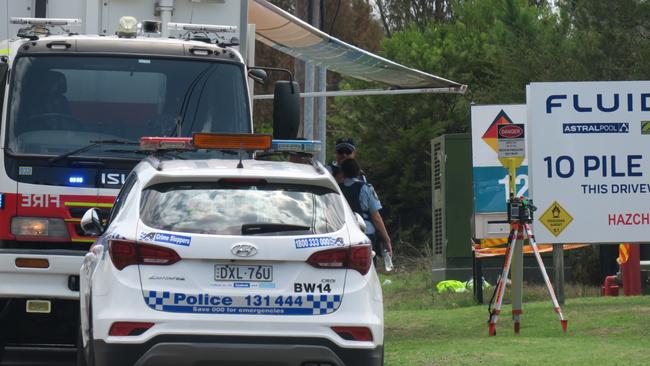 Workers had to be evacuated when a reaction went wrong at a pool chemical manufacturer at Somersby. Picture: Richard Noone