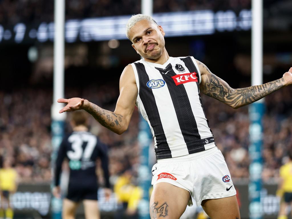 Bobby Hill enjoys a goal. Picture: Michael Willson/AFL Photos via Getty Images