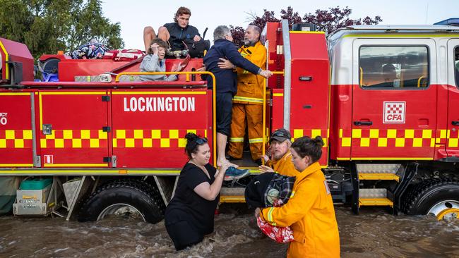 Multiple people were rescued and helped on the back of a fire truck in Rochester. Picture: Jason Edwards