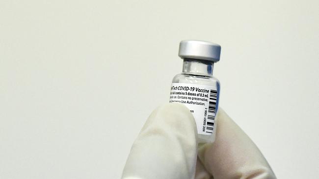 A vial of the Pfizer-BioNTech vaccine. Picture: AFP