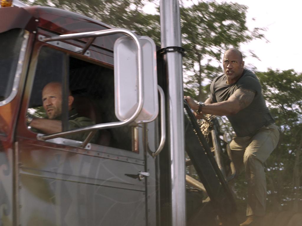 Deckard Shaw (Jason Statham) and Luke Hobbs (Dwayne Johnson) in Fast &amp; Furious Presents: Hobbs &amp; Shaw.