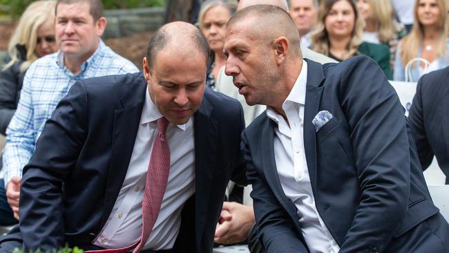 Mitch Catlin, right, with former federal treasurer Josh Frydenberg. Picture: Sarah Matray