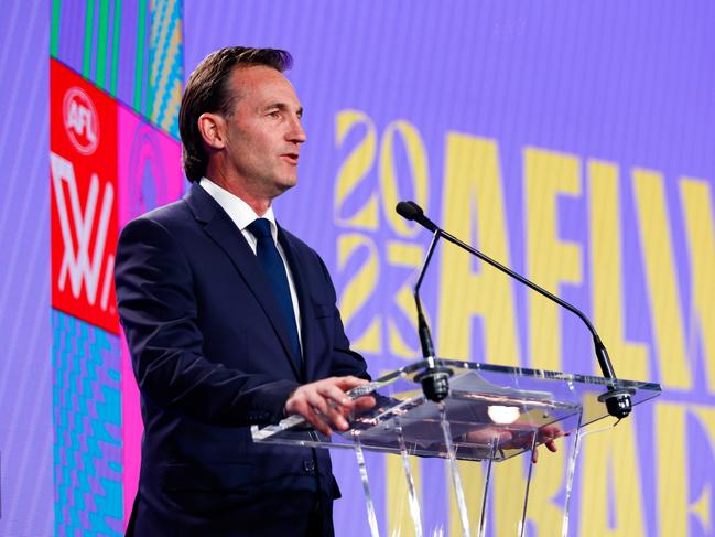 League boss Andrew Dillon at last year’s AFLW Draft. Picture: Dylan Burns/AFL Photos via Getty Images