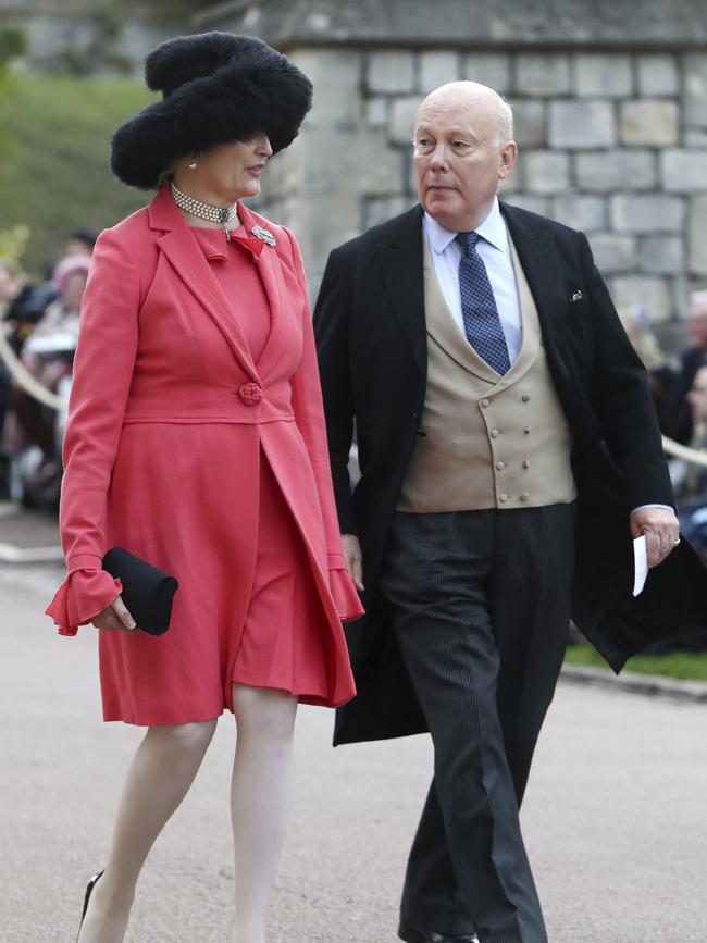 Downtown Abbey star Julian Fellowes with his wife Emma Joy Kitchener. Picture: AP