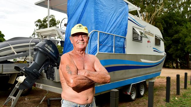 Townsville City Council are proposing a new strategy changing their free camp grounds to a daily fee. Al Toombs 75, with his homemade campervan/boat.