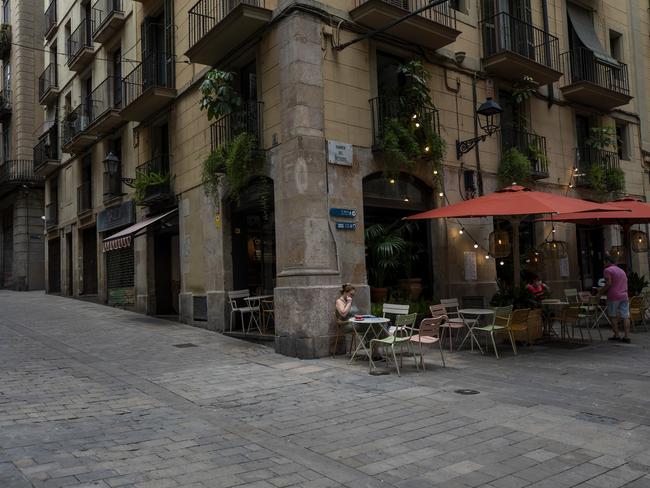 A terrace bar in downtown Barcelona, Spain. Picture: AP