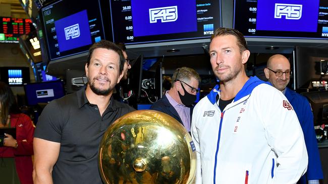 Mark Wahlberg, left, and F45 founder and CEO Adam Gilchrist. Picture: Getty Images