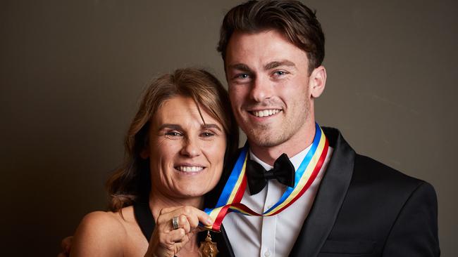 Magarey Medallist Luke Partington with mum Amanda. Picture: Matt Loxton