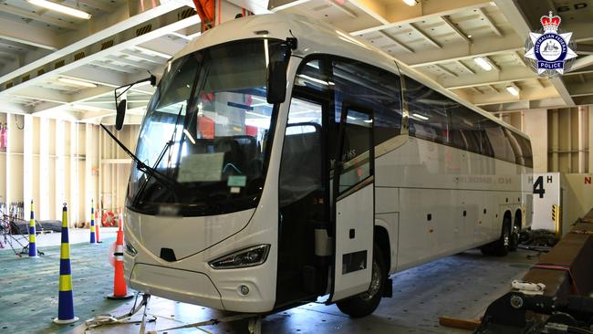 One of the buses in which the cocaine was hidden. Picture: Australian Federal Police